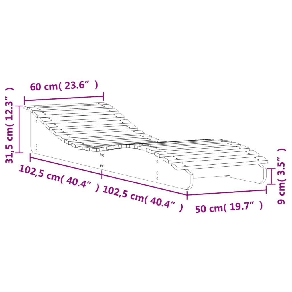 vidaXL Ξαπλώστρες 2 τεμ. 205x60x31,5 εκ. από Μασίφ Ξύλο Πεύκου