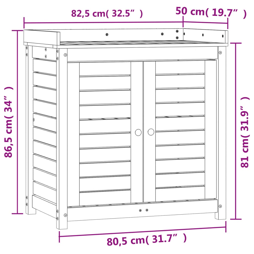 vidaXL Τραπέζι Κηπουρικής με Ράφια 82,5x50x86,5 εκ. Μασίφ Πεύκο