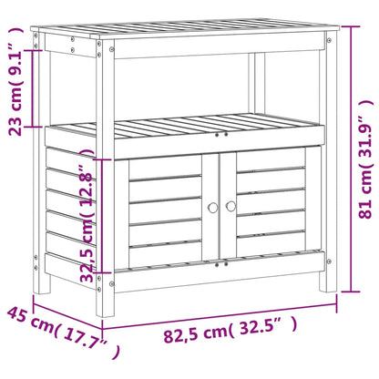 vidaXL Τραπέζι Κηπουρικής με Ράφια Καφέ 82,5x45x81 εκ. Μασίφ Πεύκο