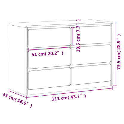 vidaXL Συρταριέρα SAUDA Δρυς Γκρι 111x43x73,5εκ. από Μασίφ Ξύλο Πεύκου