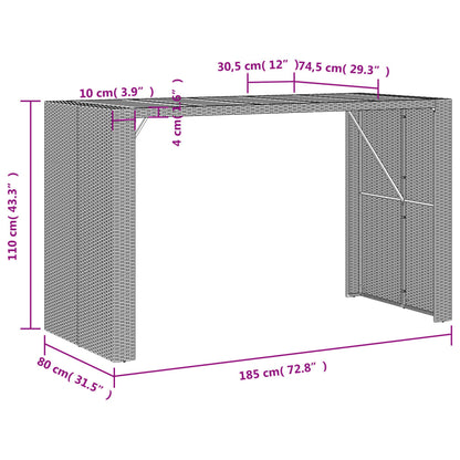 Τραπέζι Μπαρ Κήπου Γκρι 185x80x110εκ. με Επιφάνεια Ακακίας