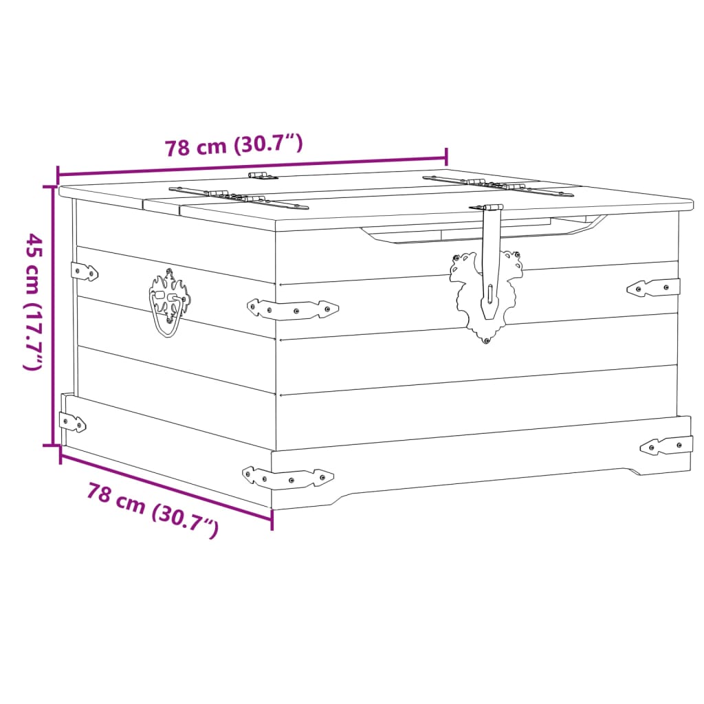 vidaXL Κουτί Αποθήκευσης Corona 78 x 78 x 45 εκ. από Μασίφ Ξύλο Πεύκου