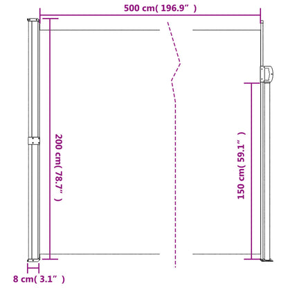 vidaXL Σκίαστρο Πλαϊνό Συρόμενο Taupe 200 x 500 εκ.