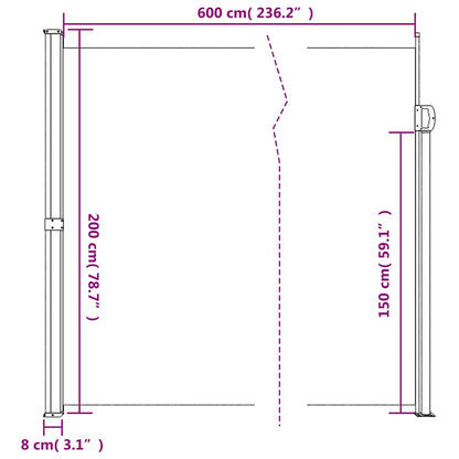 vidaXL Σκίαστρο Πλαϊνό Συρόμενο Λευκό 200 x 600 εκ.