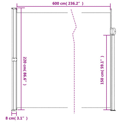 vidaXL Σκίαστρο Πλαϊνό Συρόμενο Μπλε 220 x 600 εκ.