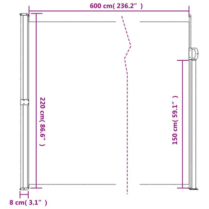 vidaXL Σκίαστρο Πλαϊνό Συρόμενο Taupe 220 x 600 εκ.