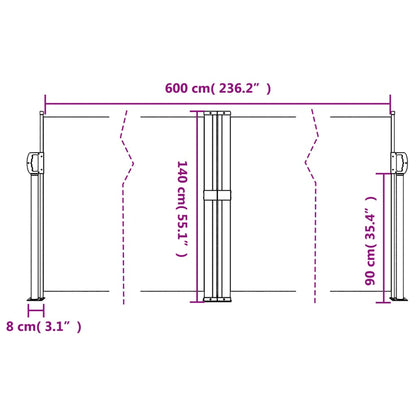 vidaXL Σκίαστρο Πλαϊνό Συρόμενο Ανθρακί 140 x 600 εκ.