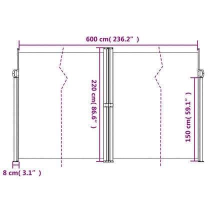 vidaXL Σκίαστρο Πλαϊνό Συρόμενο Μπλε 220 x 600 εκ.