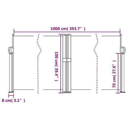 vidaXL Σκίαστρο Πλαϊνό Συρόμενο Ανθρακί 100 x 1000 εκ.