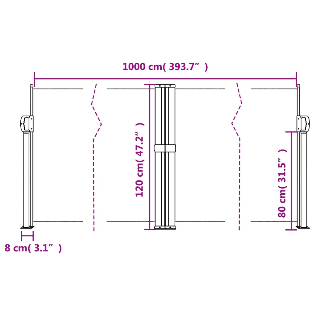 vidaXL Σκίαστρο Πλαϊνό Συρόμενο Ανθρακί 120 x 1000 εκ.