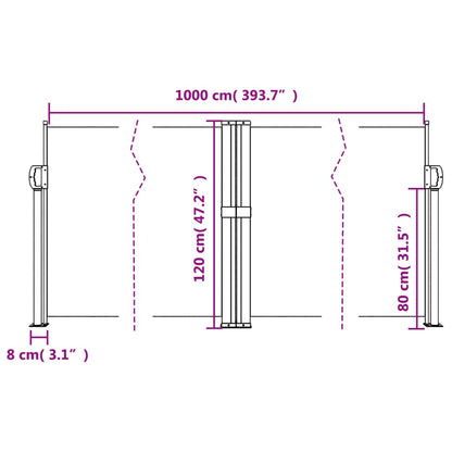 vidaXL Σκίαστρο Πλαϊνό Συρόμενο Ανθρακί 120 x 1000 εκ.