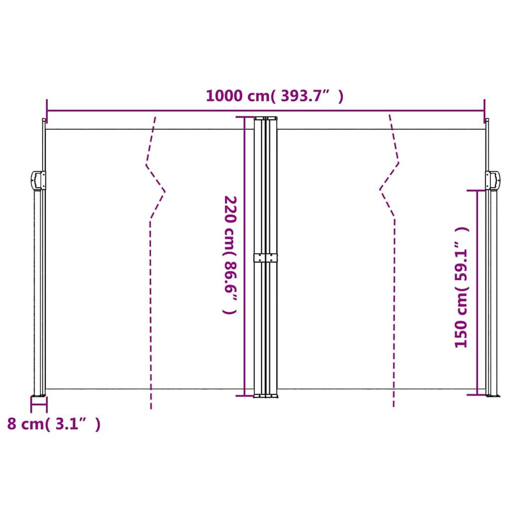 vidaXL Σκίαστρο Πλαϊνό Συρόμενο Ανθρακί 220 x 1000 εκ.