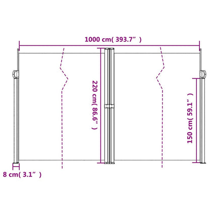 vidaXL Σκίαστρο Πλαϊνό Συρόμενο Ανθρακί 220 x 1000 εκ.