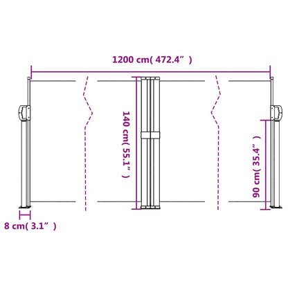 vidaXL Σκίαστρο Πλαϊνό Συρόμενο Taupe 140 x 1200 εκ.