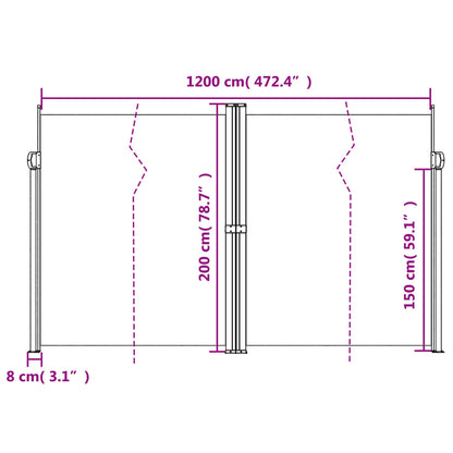 vidaXL Σκίαστρο Πλαϊνό Συρόμενο Μαύρο 200 x 1200 εκ.