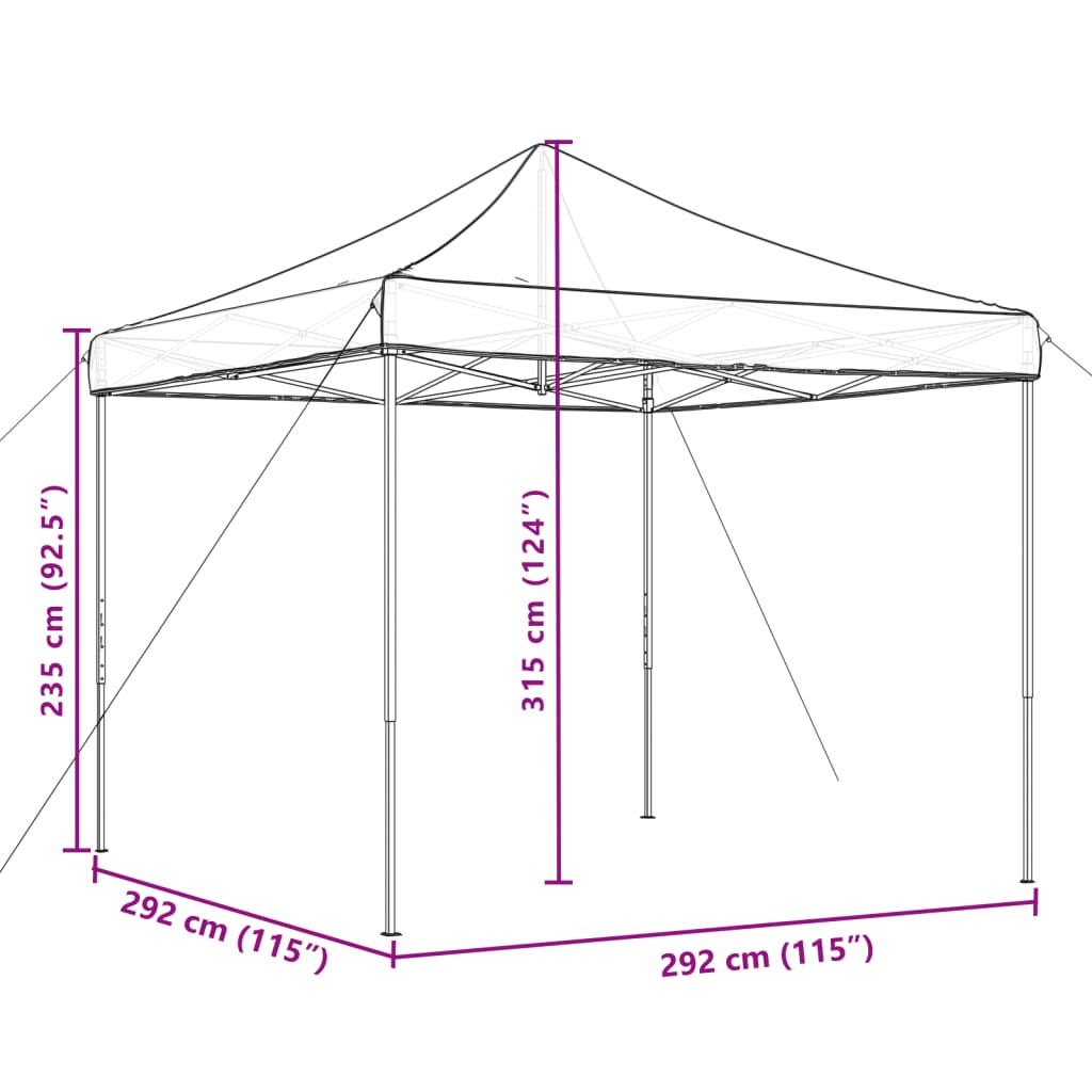 vidaXL Πτυσσόμενη Pop-Up Τέντα Εκδηλώσεων Πορτοκαλί 292x292x315 εκ.