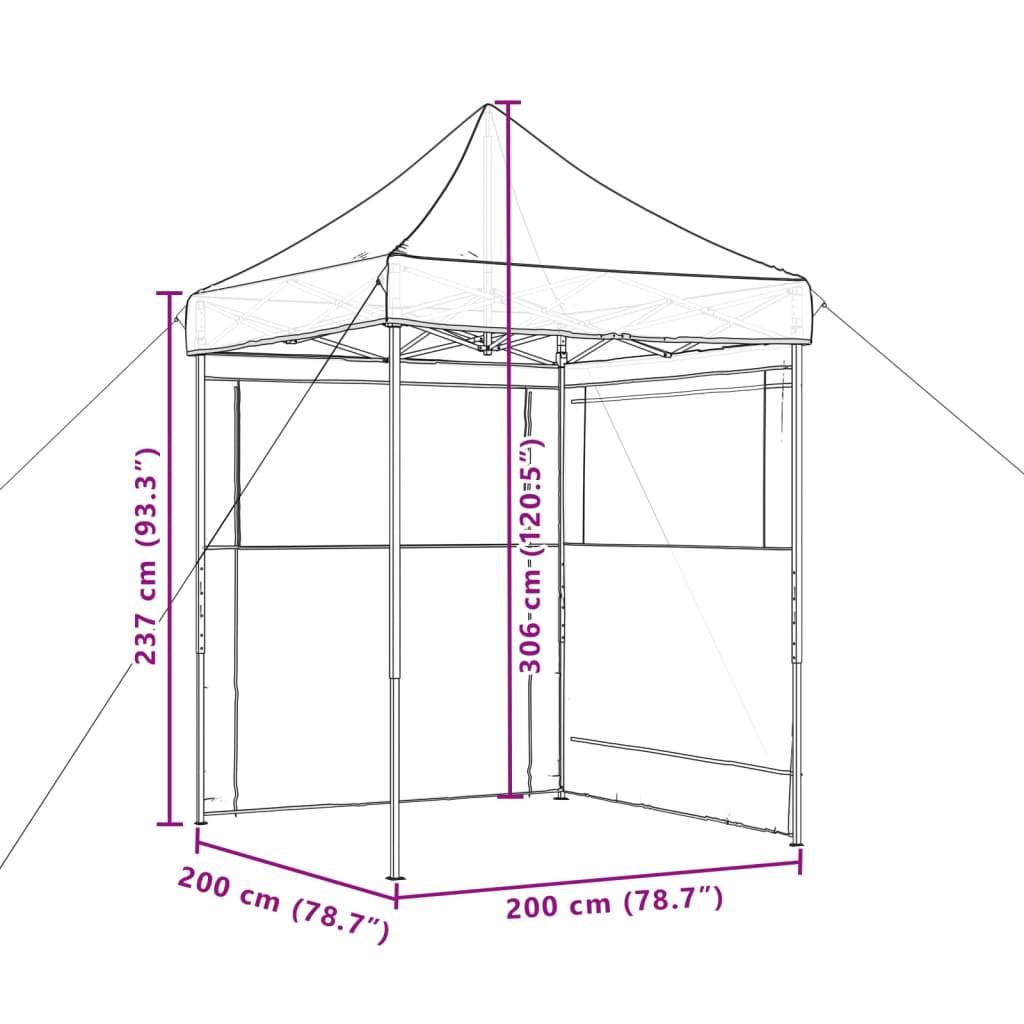 Τέντα Εκδηλώσεων Pop-Up με 2 Τοιχώματα Μαύρη