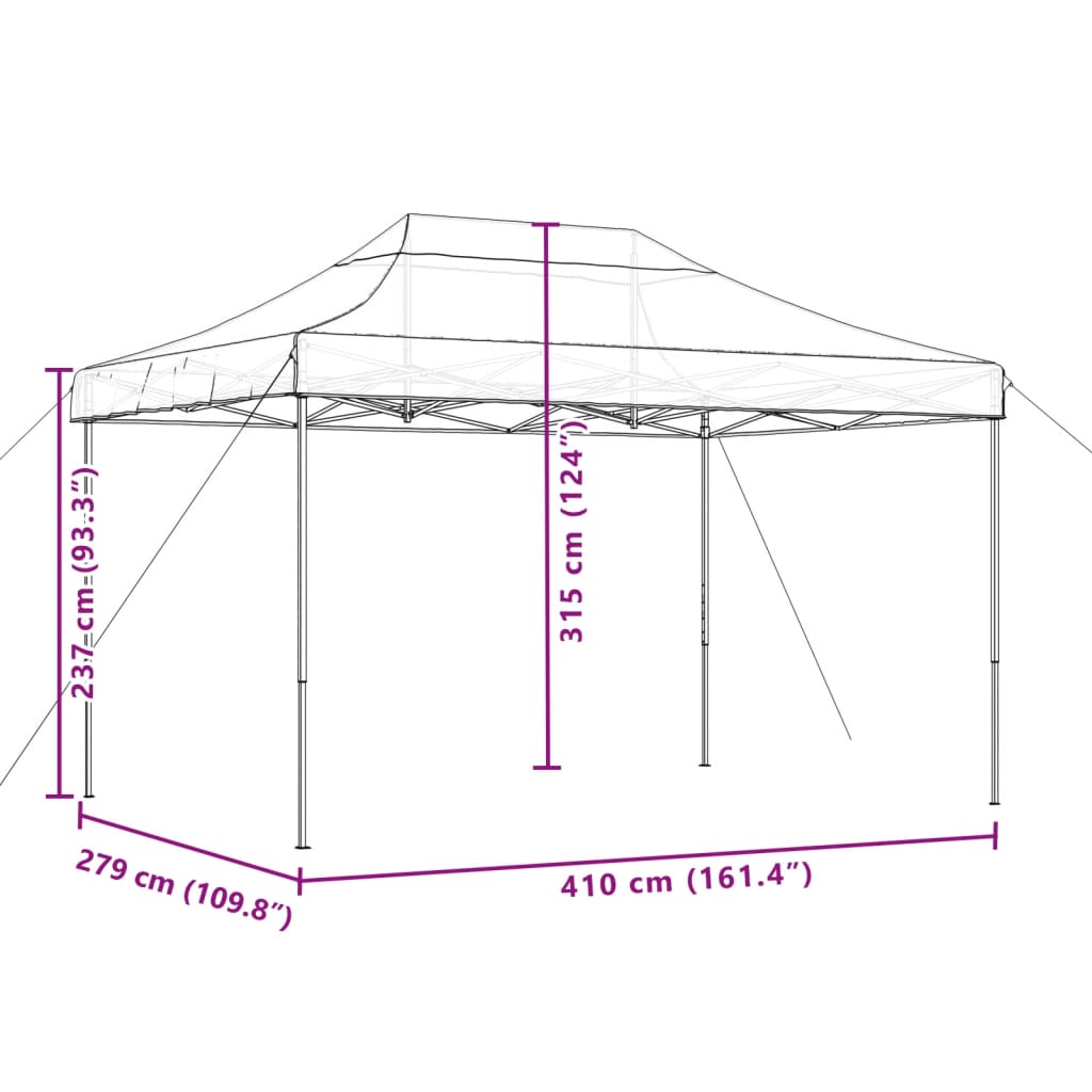 vidaXL Τέντα Εκδηλώσεων Πτυσσόμενη Pop-Up Taupe 410x279x315 εκ.