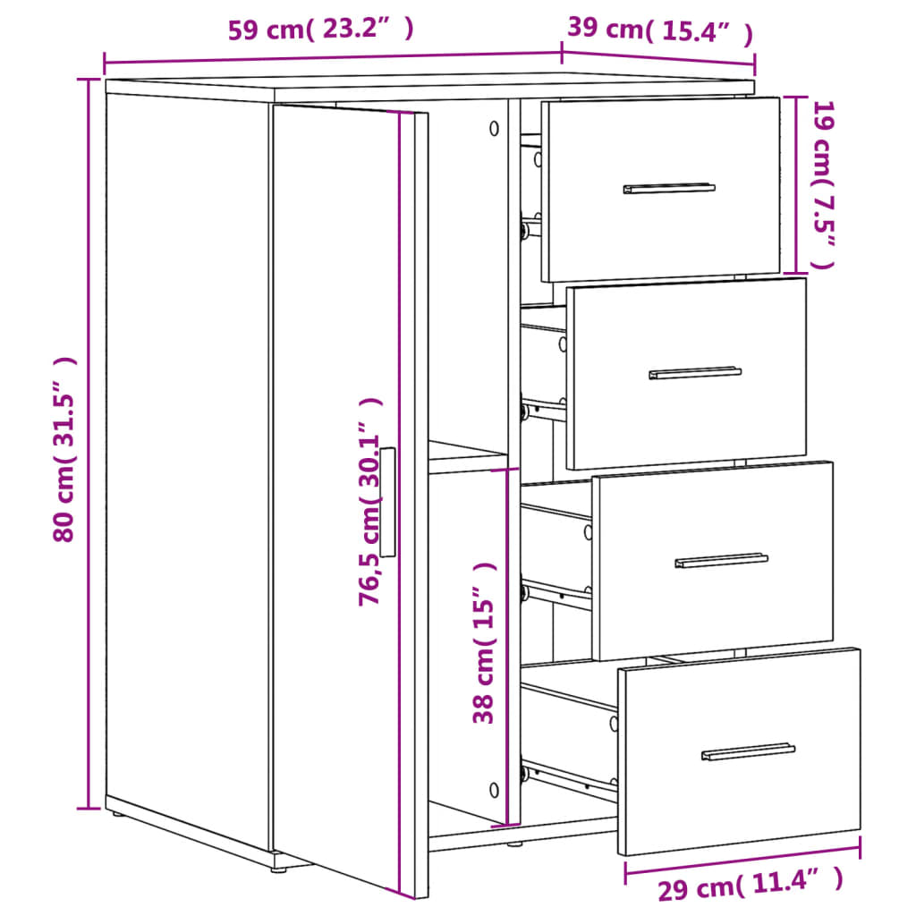 Βοηθητικό Ντουλάπι Καπνιστή Δρυς 59x39x80εκ.