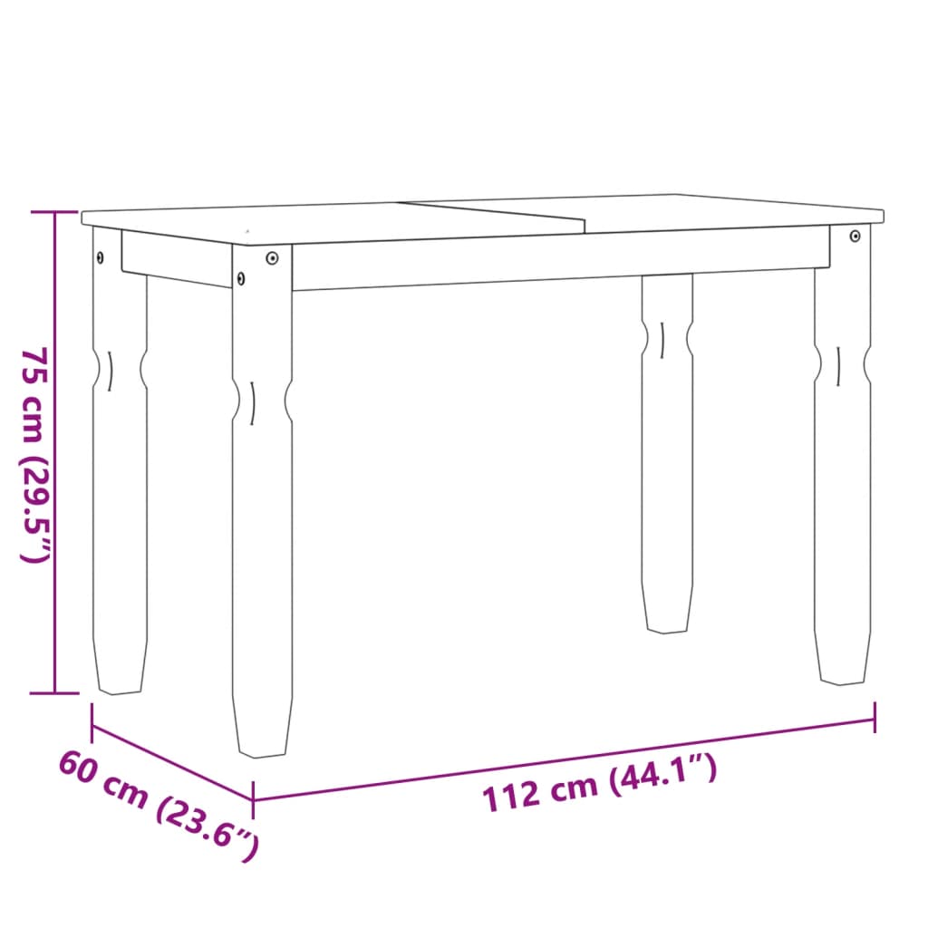 Τραπεζαρία Corona από Μασίφ Ξύλο Πεύκου 112 x 60 x 75 εκ.