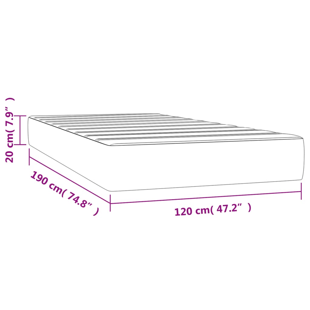 vidaXL Στρώμα με Pocket Springs Ανοιχτό Γκρι 120x190x20 εκ. Υφασμάτινο