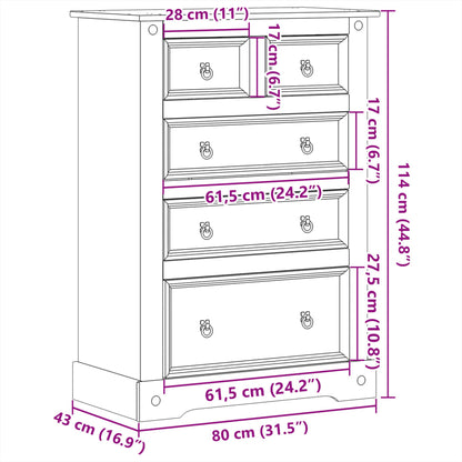 vidaXL Συρταριέρα Corona 80 x 43 x 114 εκ. από Μασίφ Ξύλο Πεύκου