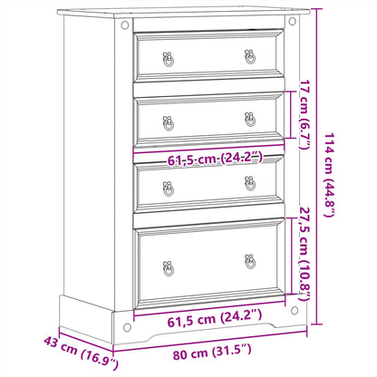 vidaXL Συρταριέρα Corona 80 x 43 x 114 εκ. από Μασίφ Ξύλο Πεύκου