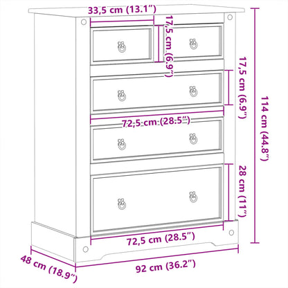 vidaXL Συρταριέρα Corona 92 x 48 x 114 εκ. από Μασίφ Ξύλο Πεύκου