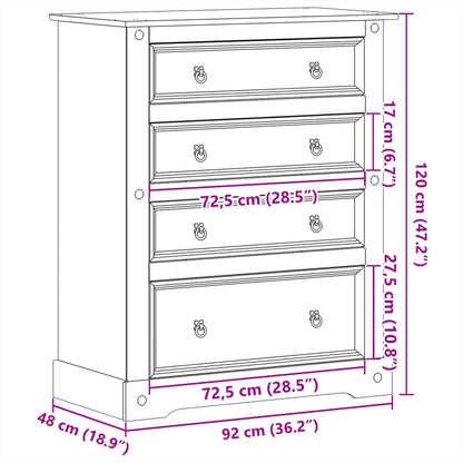 vidaXL Συρταριέρα Corona 92 x 48 x 120 εκ. από Μασίφ Ξύλο Πεύκου