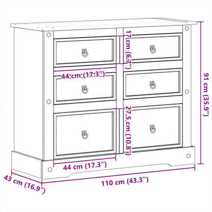 vidaXL Συρταριέρα Corona 110 x 43 x 91 εκ. από Μασίφ Ξύλο Πεύκου