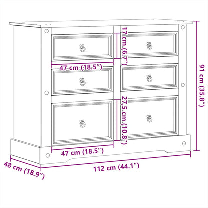 vidaXL Συρταριέρα Corona 112 x 48 x 91 εκ. από Μασίφ Ξύλο Πεύκου