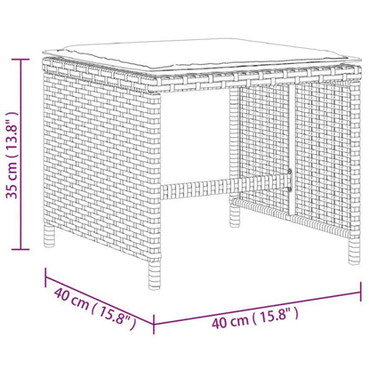 Σκαμπό Κήπου 4 τεμ. Αν. Γκρι 40x40x35 εκ. Συνθ. Ρατάν Μαξιλάρια