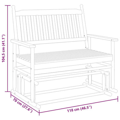 vidaXL Μαύρο Κουνιστό Παγκάκι 118x70x104,5εκ. από Μασίφ Ξύλο Λεύκας