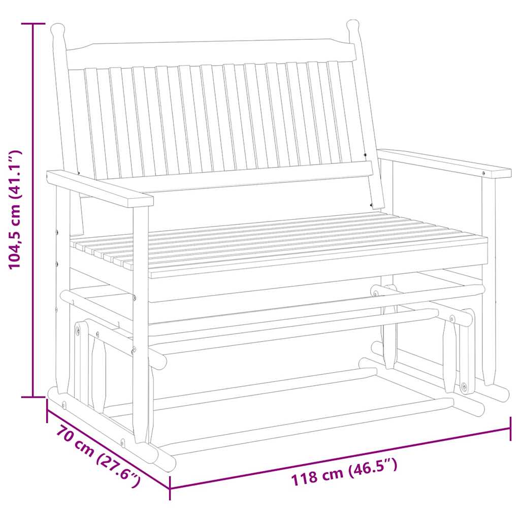 VidaXL Κουνιστό Παγκάκι Λευκό 118x70x104,5εκ. Μασίφ Ξύλο Λεύκας