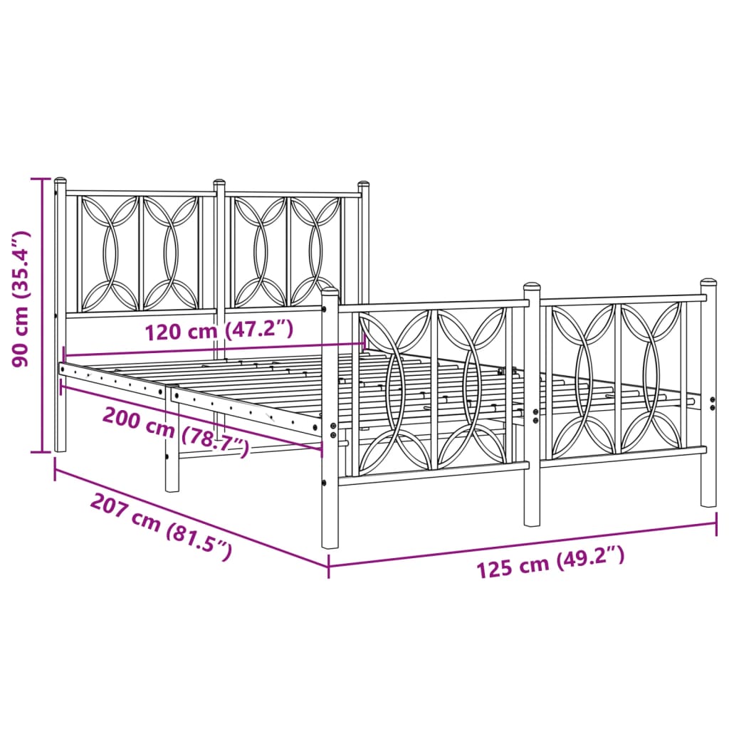 vidaXL Πλαίσιο Κρεβατιού Λευκό 120x200εκ. με Κεφαλάρι