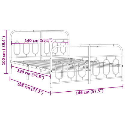 vidaXL Πλαίσιο Κρεβατιού Λευκό 140x190εκ. με Κεφαλάρι και Ποδαρικό