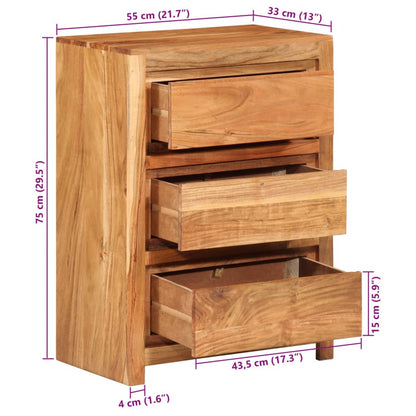 vidaXL Συρταριέρα 55 x 33 x 75 εκ. από Μασίφ Ξύλο Ακακίας