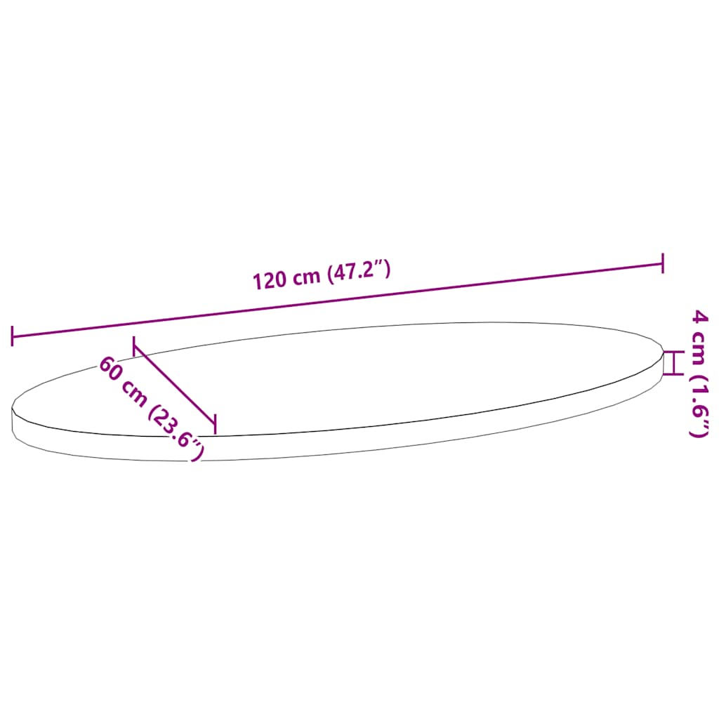 vidaXL Επιτραπέζια επιφάνεια Ανοιχτό Καφέ 120x60x4 εκ. Ξύλο Δρυός Οβάλ