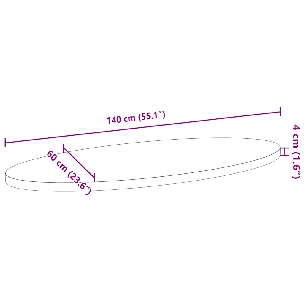 vidaXL Επιτραπέζια επιφάνεια Ανοιχτό Καφέ 140x60x4 εκ. Ξύλο Δρυός Οβάλ