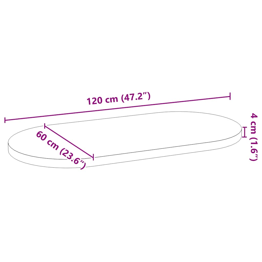 vidaXL Επιτραπέζια επιφάνεια Ανοιχτό Καφέ 120x60x4 εκ. Ξύλο Δρυός Οβάλ