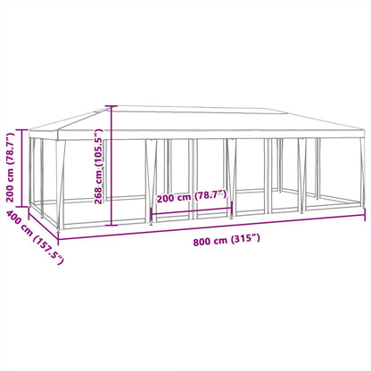 vidaXL Τέντα Εκδηλώσεων με 12 Τοιχώματα HDPE 8x4 μ. Ανθρακί