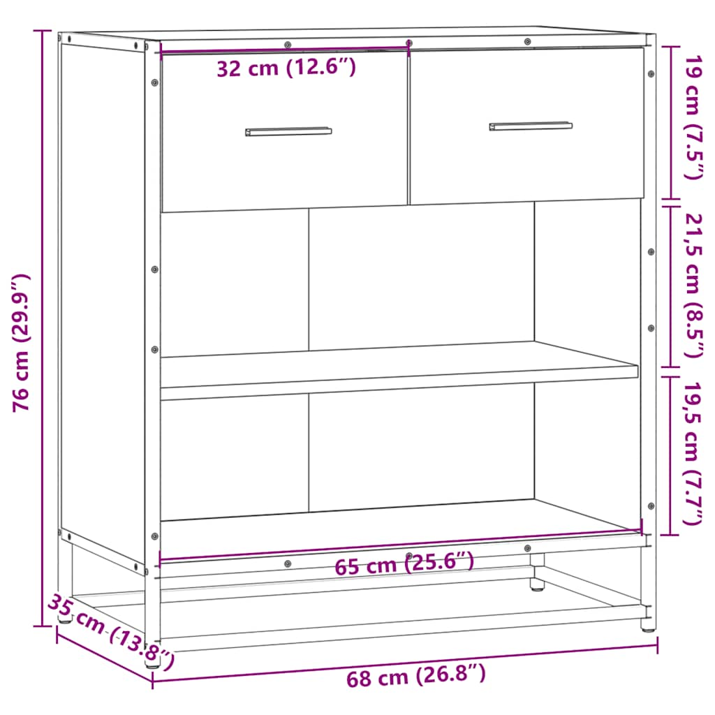 vidaXL Συρταριέρα Sonoma Δρυς 68x35x76 εκ.