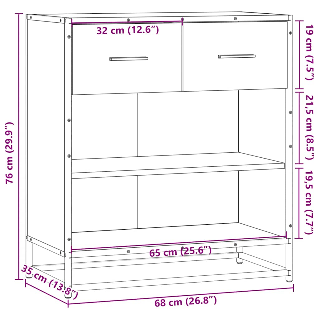 VidaXL Συρταριέρα Γκρι Sonoma 68x35x76 cm Ξύλινο Μηχανουργικό Ξύλο