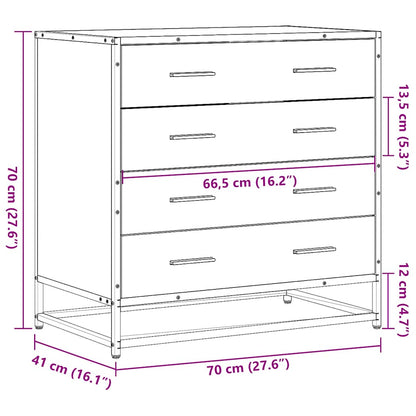 vidaXL Συρταριέρα Sonoma Δρυς 70x41x70 εκ. από Επεξεργασμένο Ξύλο