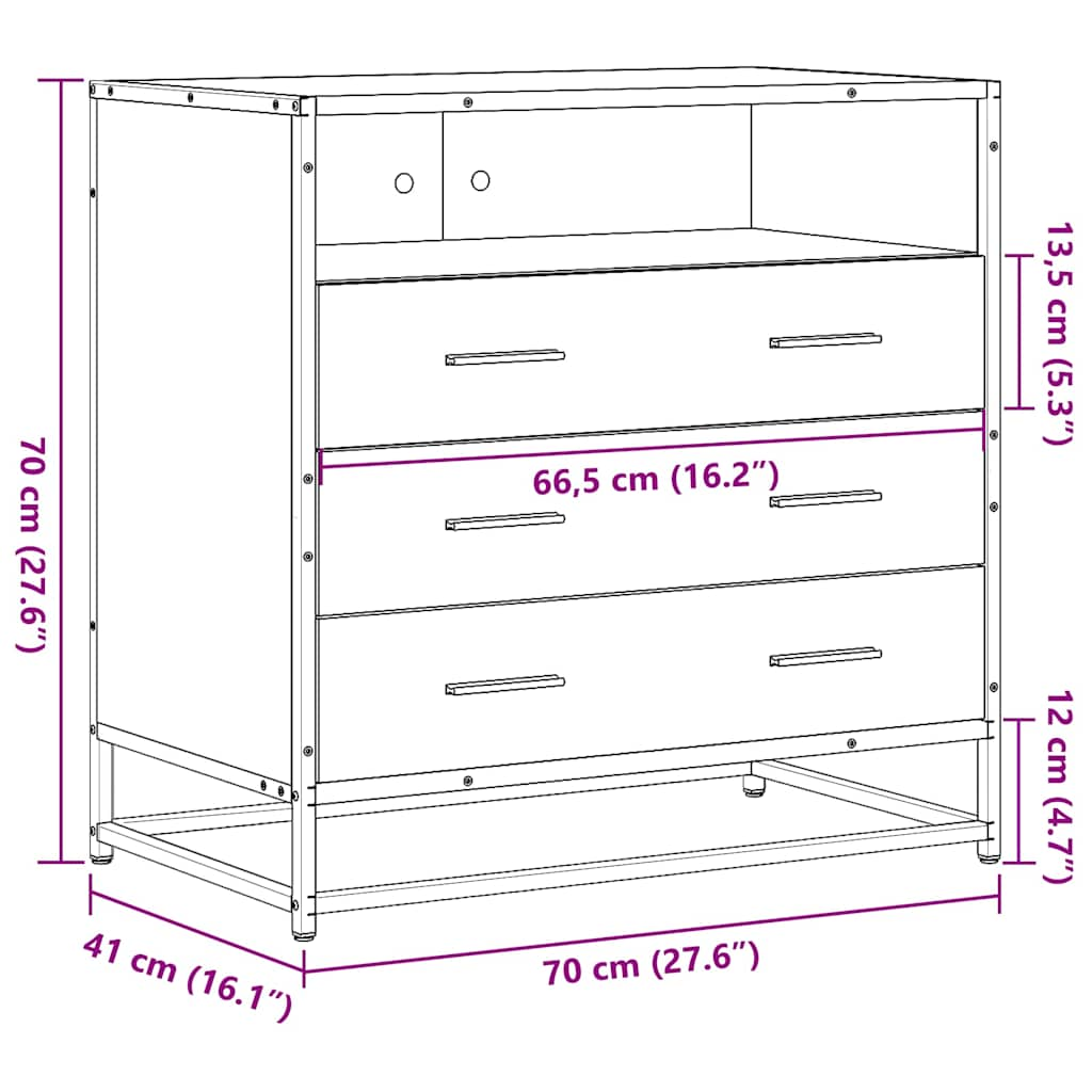 vidaXL Συρταριέρα Sonoma Δρυς 70x41x70 εκ. από Επεξεργασμένο Ξύλο