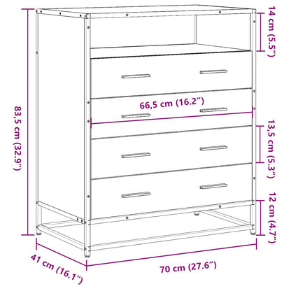 vidaXL Συρταριέρα Μαύρη 70x41x83,5 εκ. από Επεξεργασμένο Ξύλο