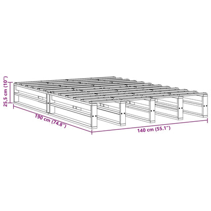 vidaXL Σκελετός Κρεβ. Χωρίς Στρώμα Λευκό 140x190 εκ Μασίφ Πεύκο