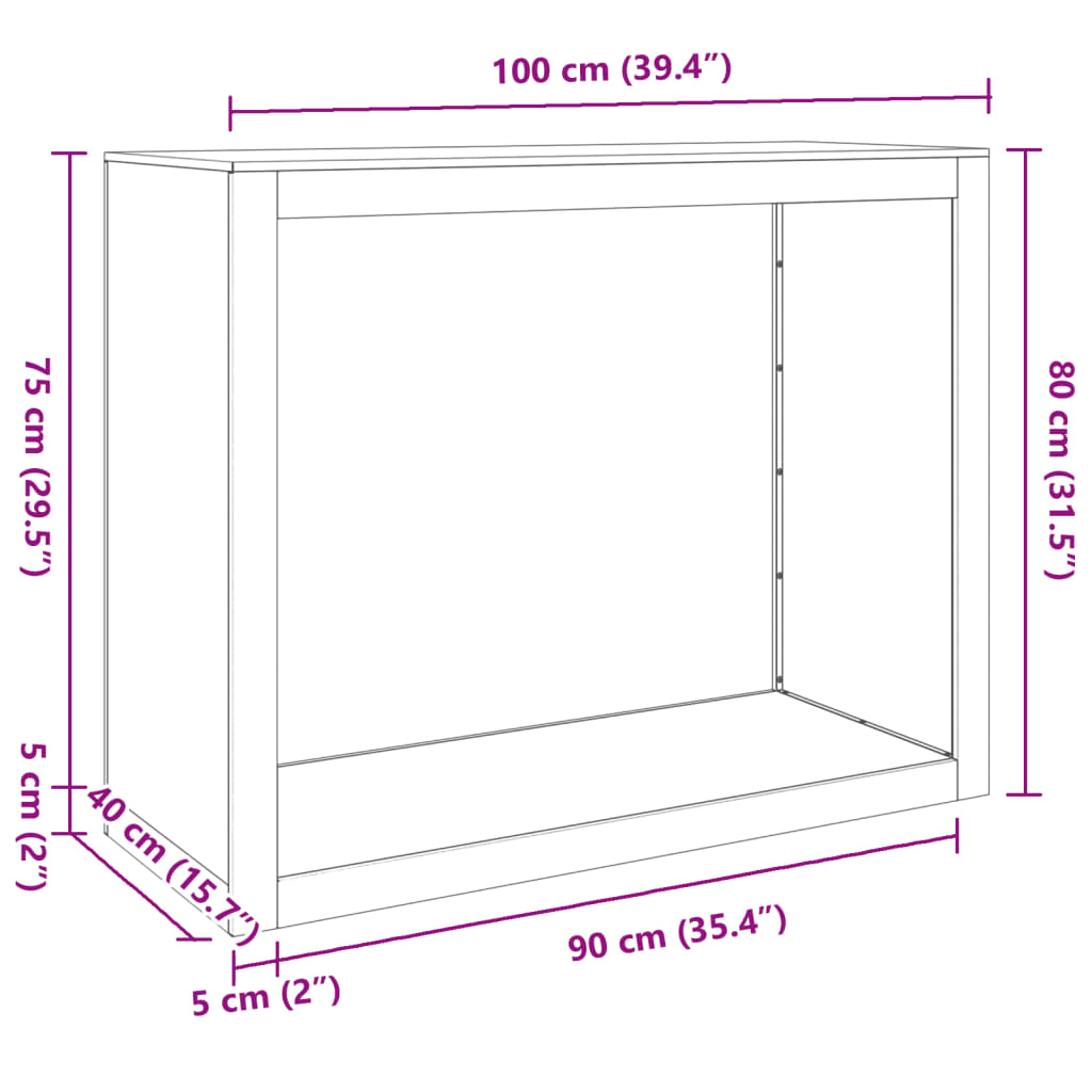 Ράφι για καυσόξυλα vidaXL 100x40x80 cm Ατσάλι σκληρυθέν στον αέρα