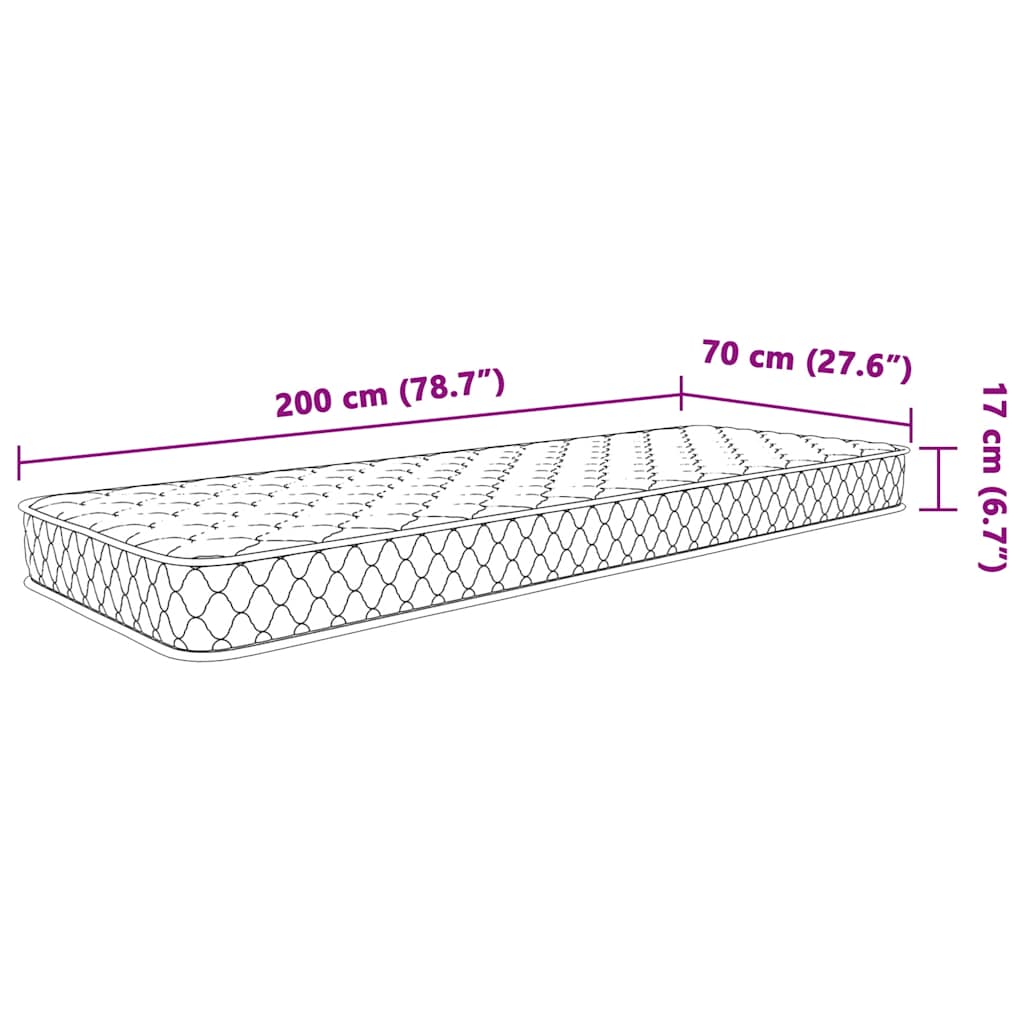 Στρώμα Αφρού Μνήμης Λευκό 70x200x17 εκ. με Ανεξάρτητα Ελατήρια