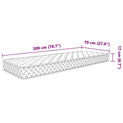 vidaXL Στρώμα με Αφρό Μνήμης Λευκό 70x200x17 εκ.